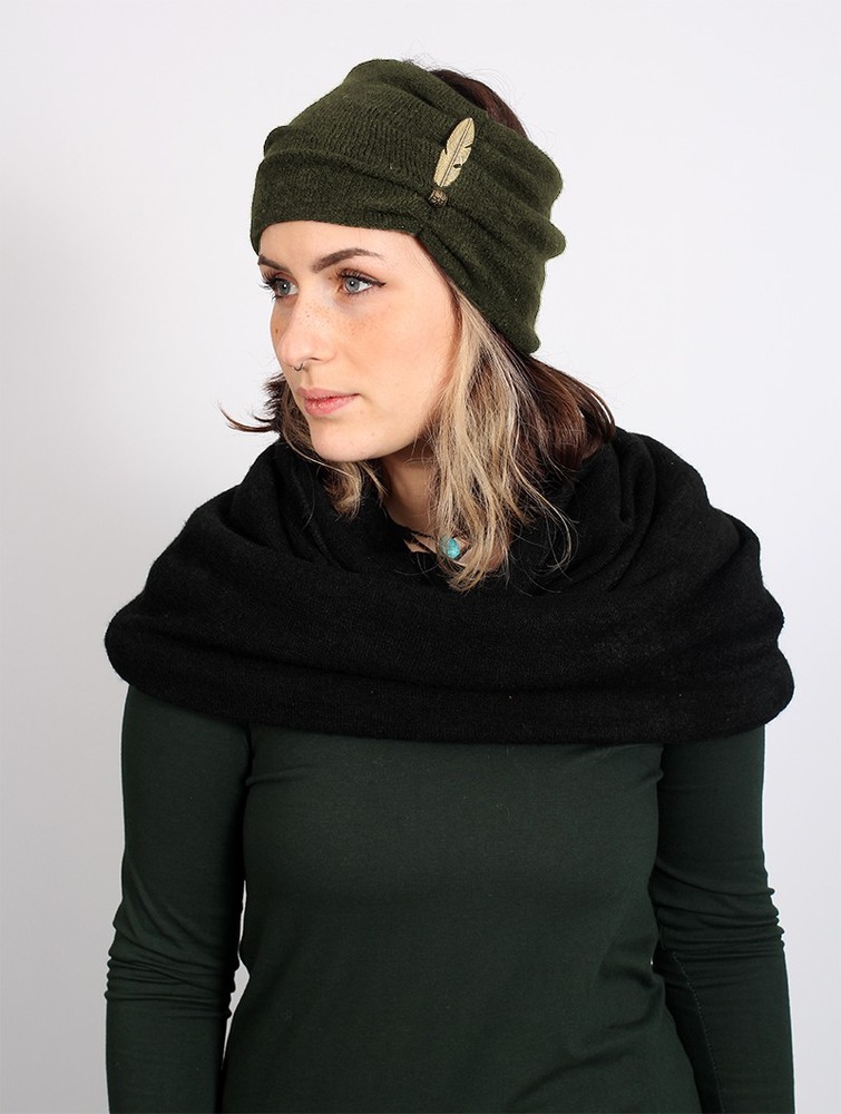 Army green Women Toonzshop Aikköoz Feathered Headband Hats | OLWHRUT-02