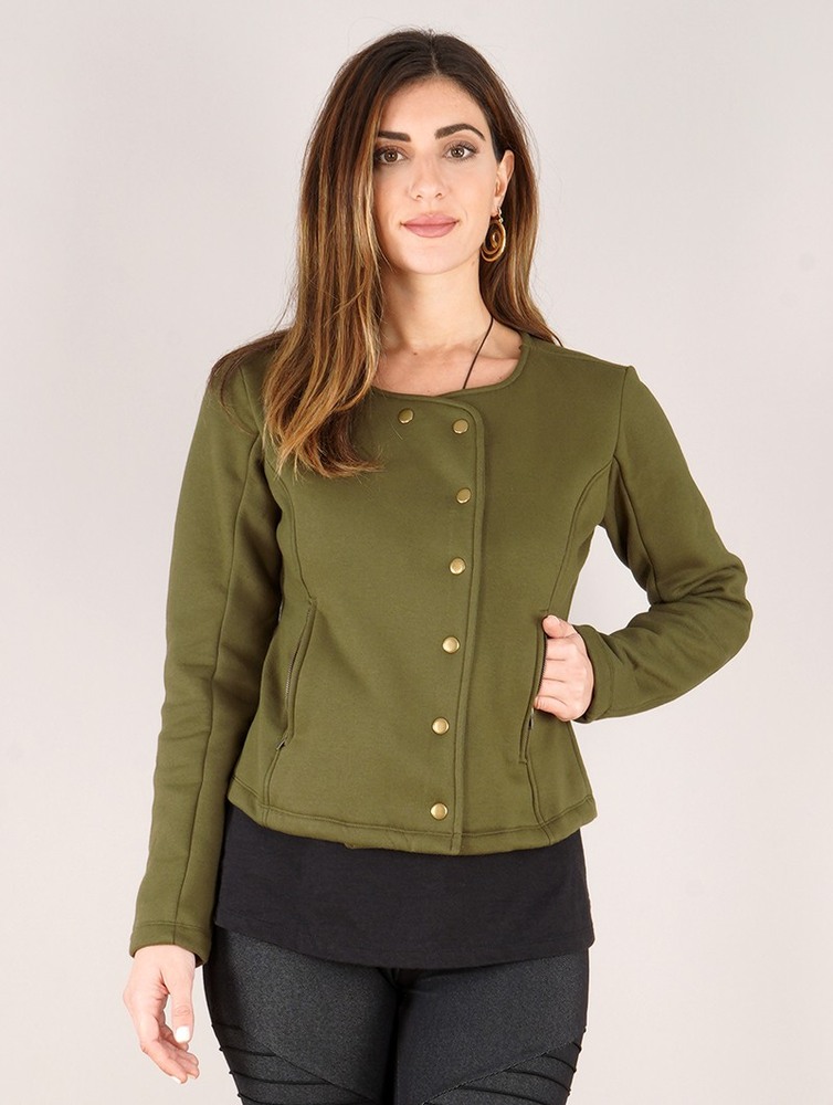 Army green Women Toonzshop Athelleen Perfecto Style Jacket Jackets | ZNEOQJR-04