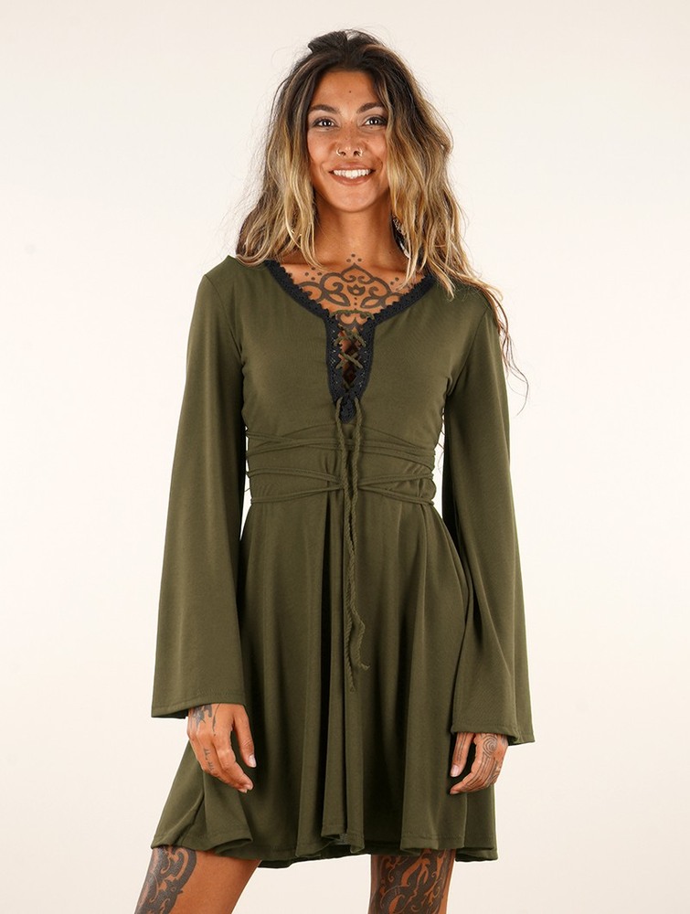 Army green Women Toonzshop Bohemian Dress 