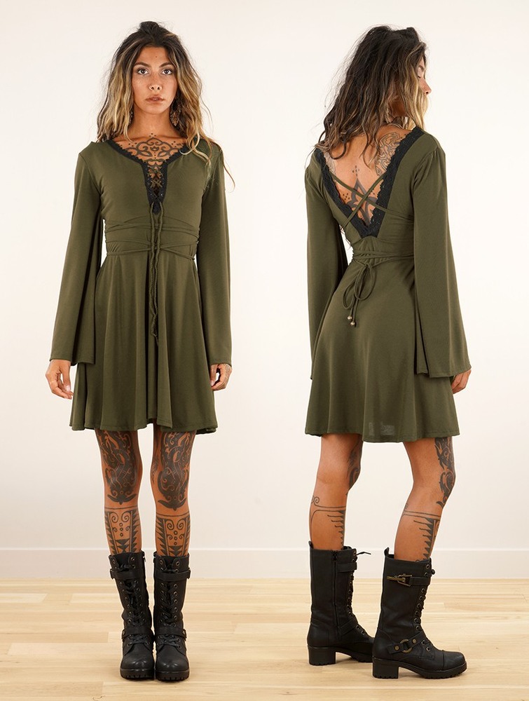 Army green Women Toonzshop Bohemian Dress 