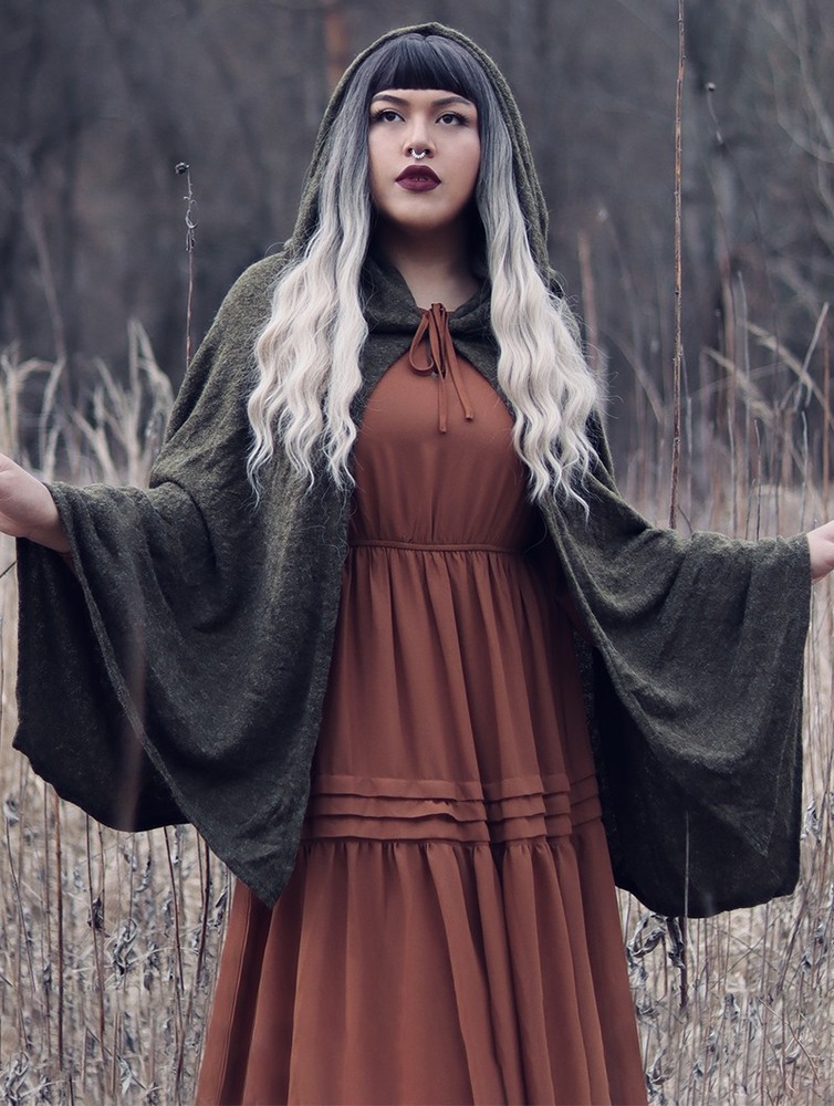 Army green Women Toonzshop Danae Hooded Cape Ponchos | OXDMWIR-89