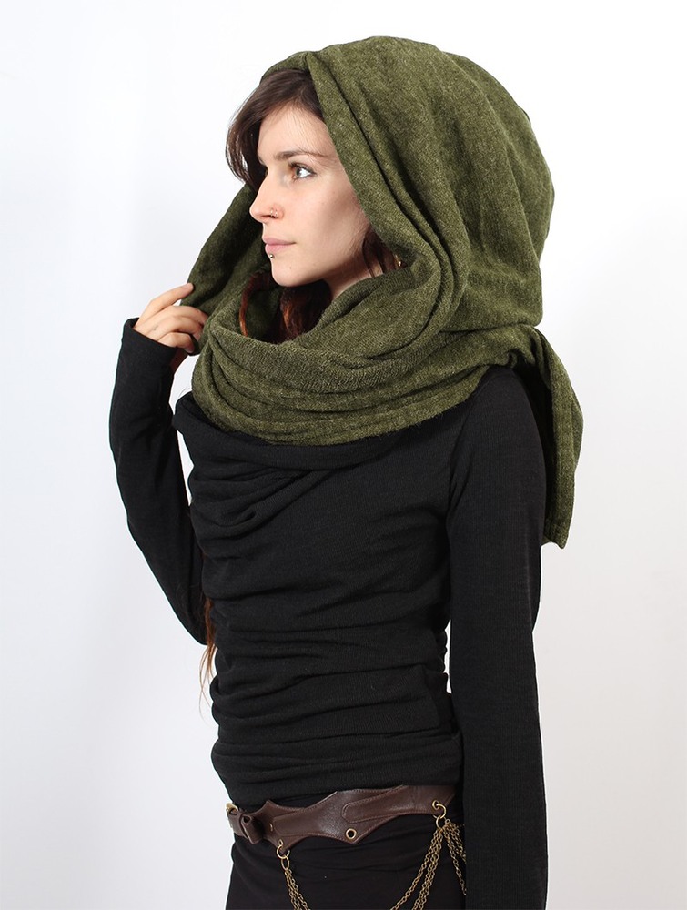 Army green Women Toonzshop Danae Hooded Cape Ponchos | OXDMWIR-89