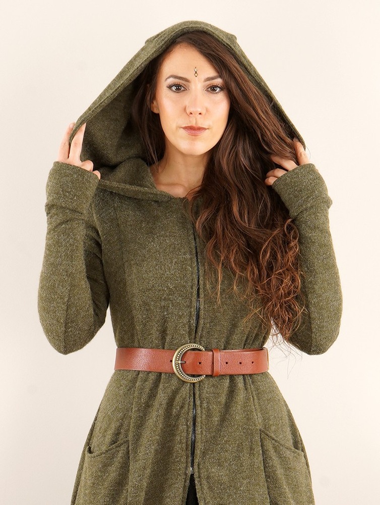 Army green Women Toonzshop Enchantress Long Hooded Coat Coats | QJCRPLE-91