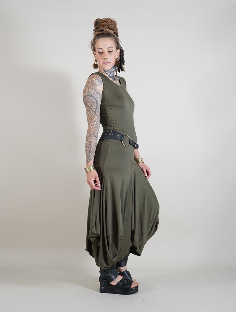 Army green Women Toonzshop Ezra Sleeveless Long Dress Dress | YPDMQWF-39