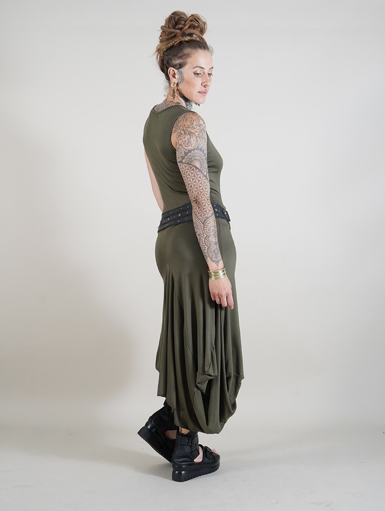 Army green Women Toonzshop Ezra Sleeveless Long Dress Dress | YPDMQWF-39