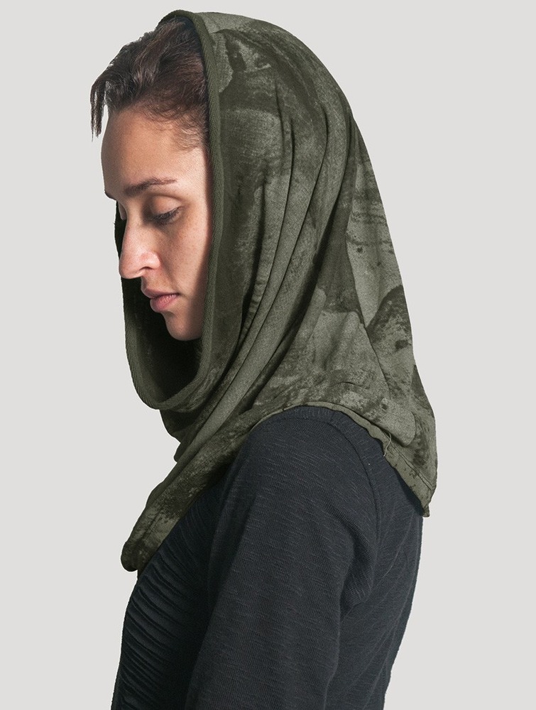 Army green Women Toonzshop Marble Hooded Neck Warmer Scarves & Snoods | OZIAFQR-74