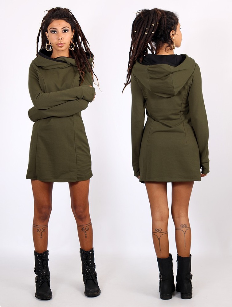 Army green Women Toonzshop Myäa Sweatshirt Dress Dress | UKTAIOC-18