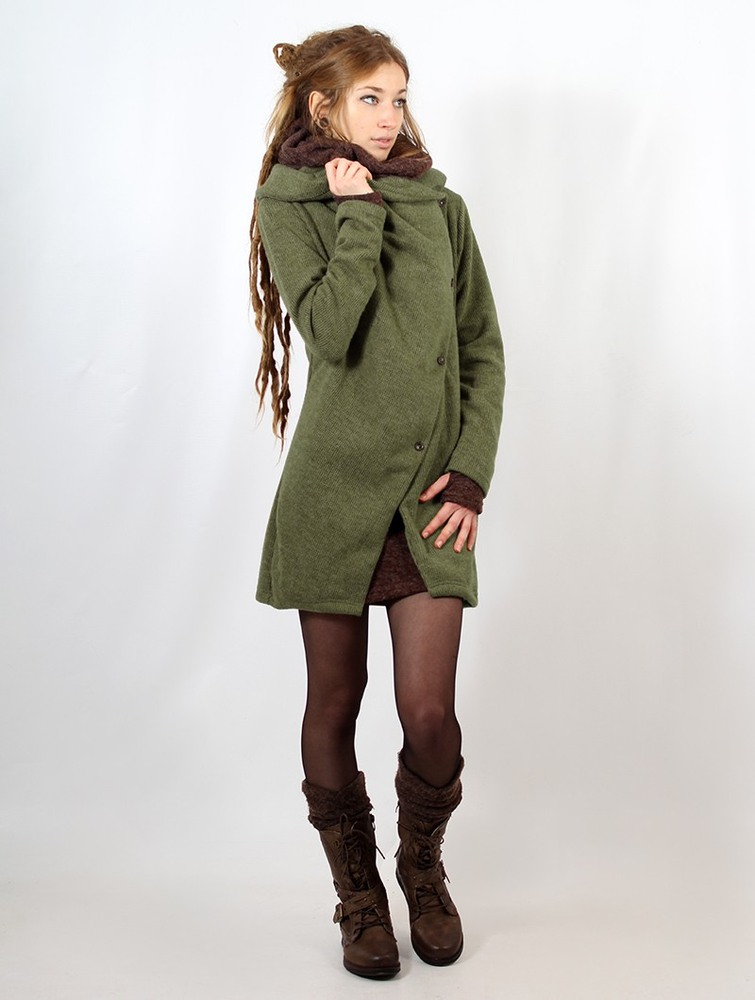 Army green Women Toonzshop Panimya Large Collar Crossed Front Jacket Jackets | GPNBWTJ-97