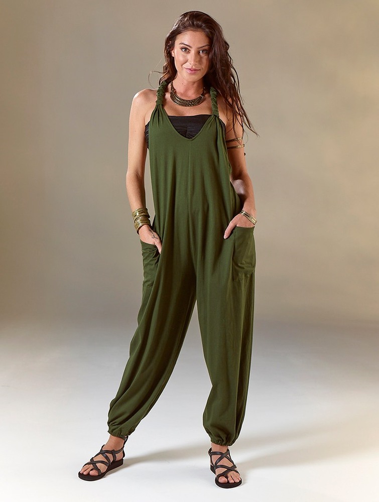 Army green Women Toonzshop Sampatti Harem Pant Overalls Pants | TYPRICH-51