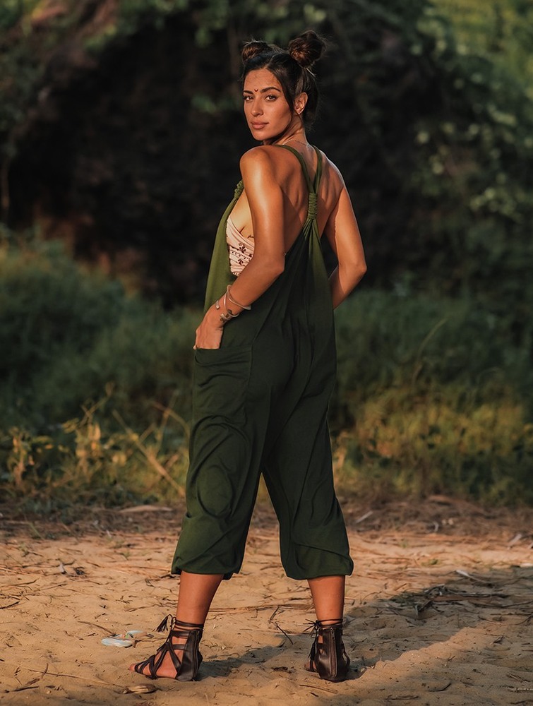 Army green Women Toonzshop Sampatti Harem Pant Overalls Pants | TYPRICH-51