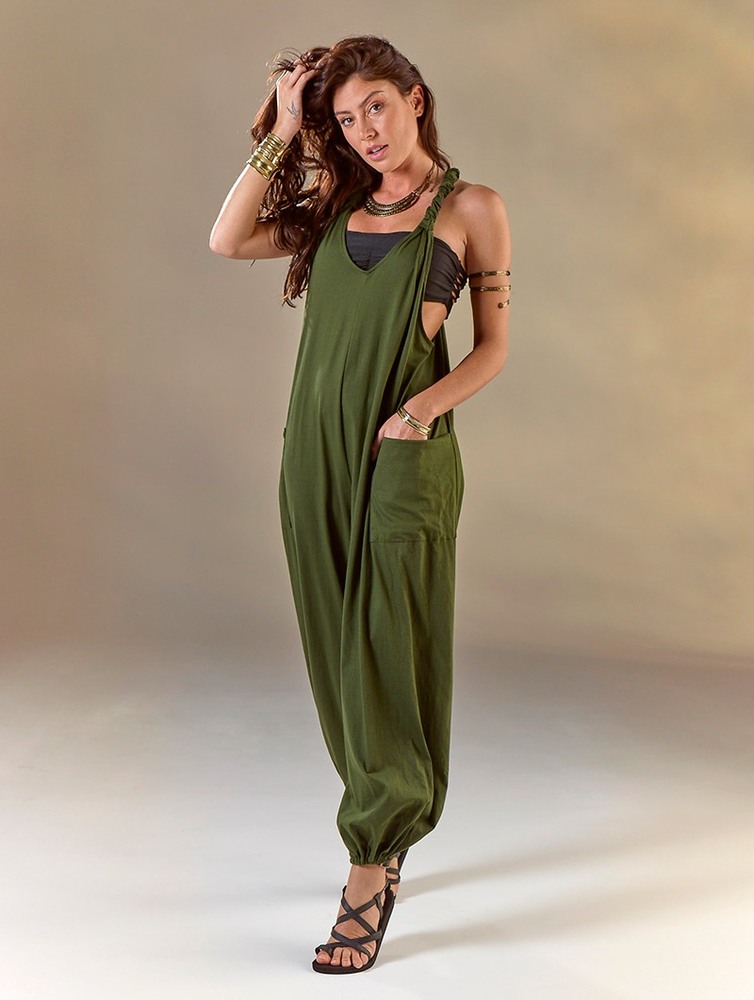 Army green Women Toonzshop Sampatti Harem Pant Overalls Pants | TYPRICH-51