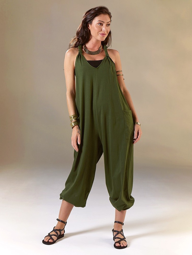 Army green Women Toonzshop Sampatti Harem Pant Overalls Pants | TYPRICH-51