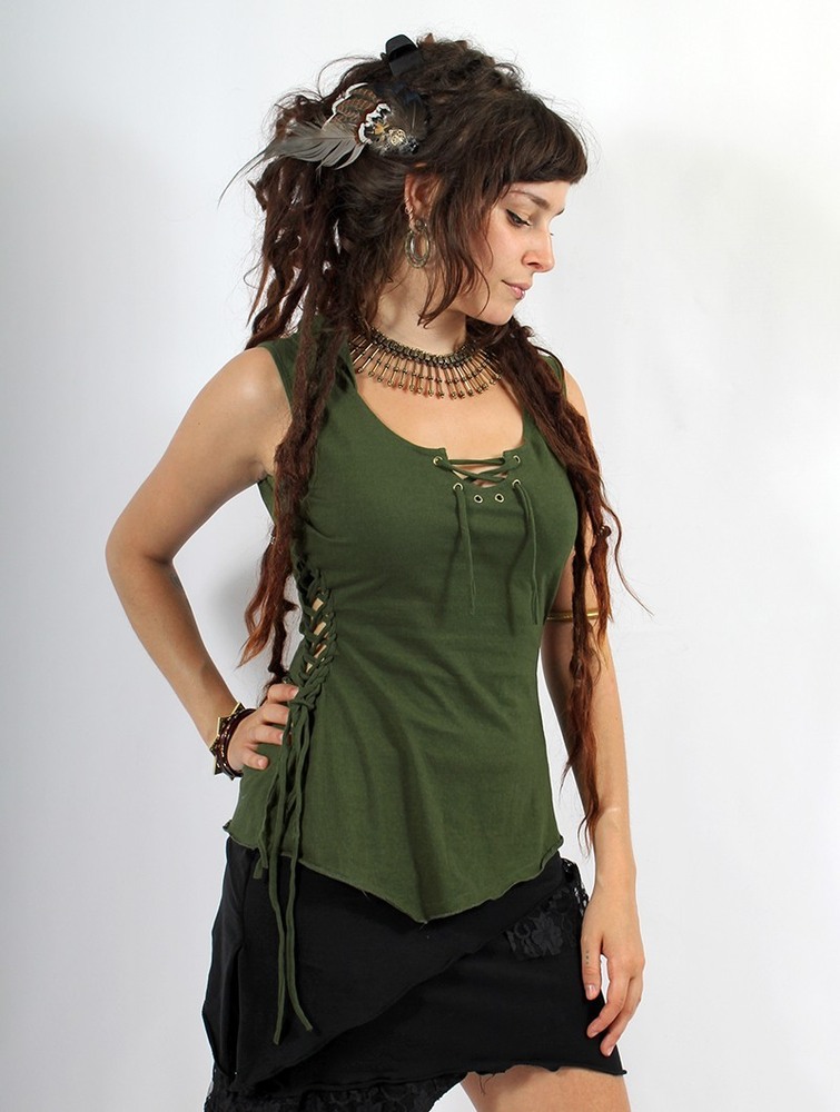 Army green Women Toonzshop Sanjana Pixie Hood Top Tops | IFNBETV-23