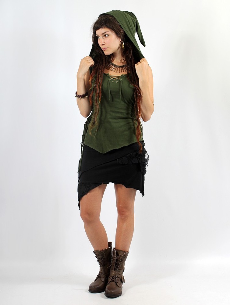 Army green Women Toonzshop Sanjana Pixie Hood Top Tops | IFNBETV-23