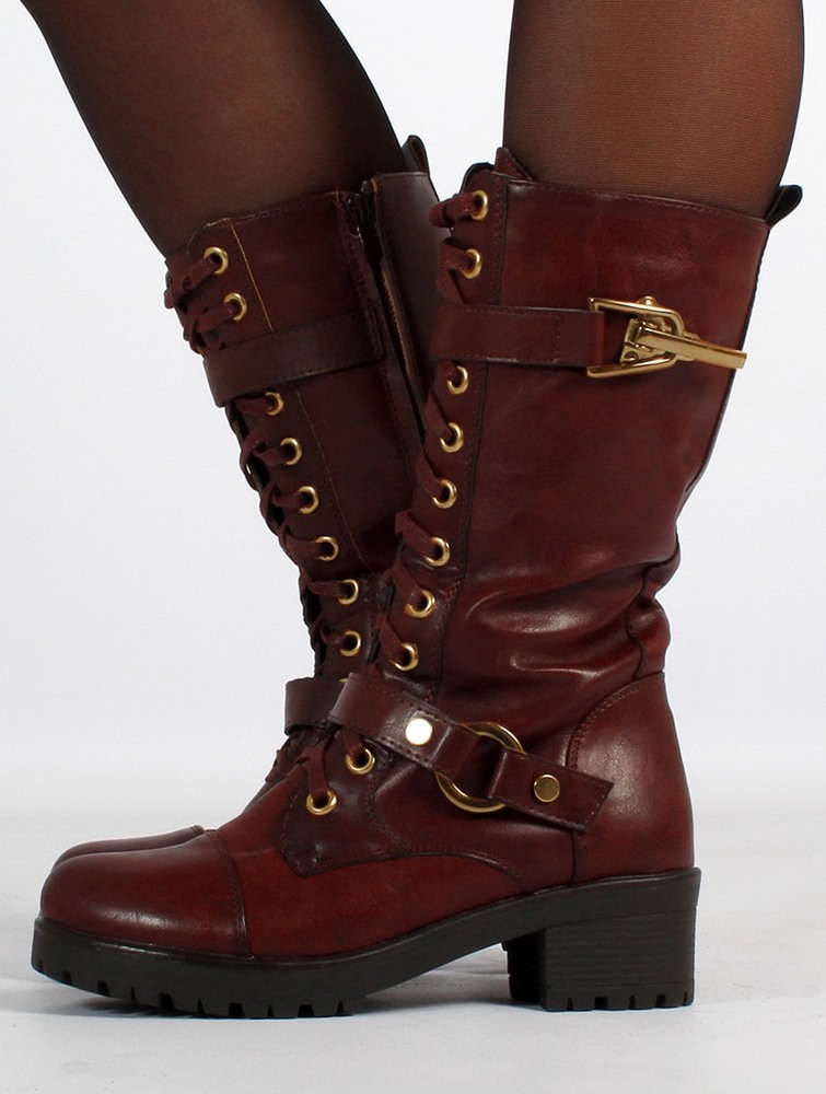 Auburn and old brass details Women Toonzshop Dezba High Boots Boots | WNFSUXJ-07