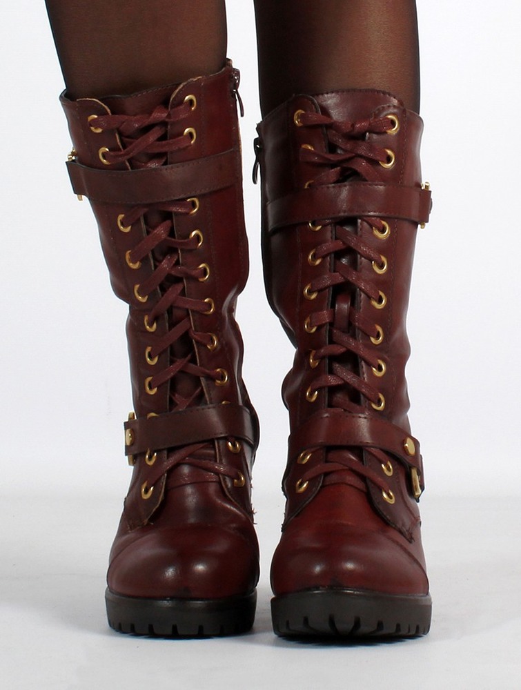 Auburn and old brass details Women Toonzshop Dezba High Boots Boots | WNFSUXJ-07