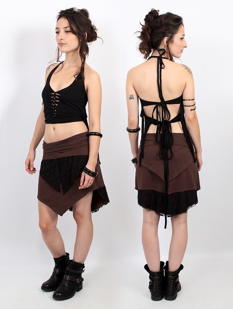 Auburn brown black lace Women Toonzshop Nangaï Skirt Skirt | QBSTLMN-75