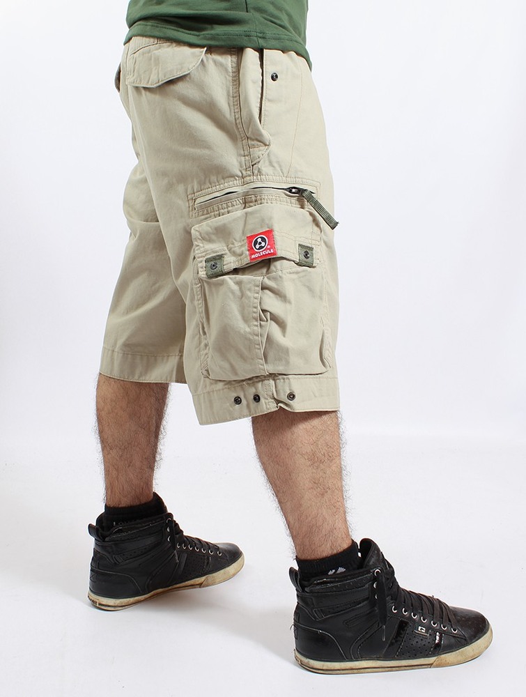 Beige Men Toonzshop Molecule Cargo Shorts 45020 Shorts | BXKCLEF-31