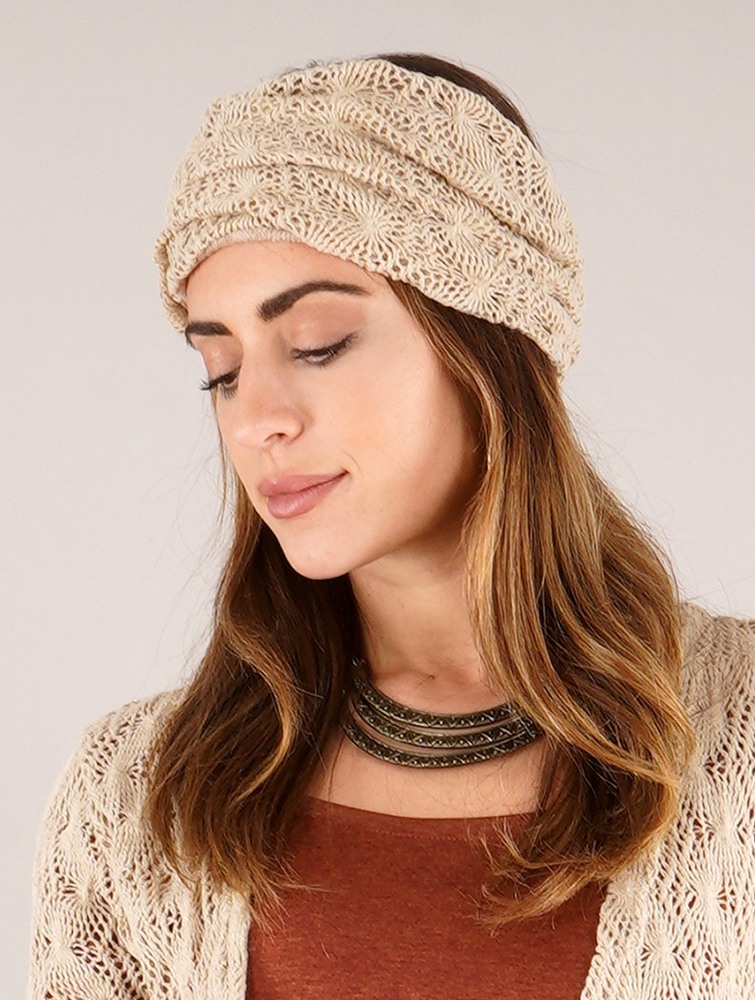 Beige Women Toonzshop Aikköo Crochet Headband Hats | RNJUSZM-02