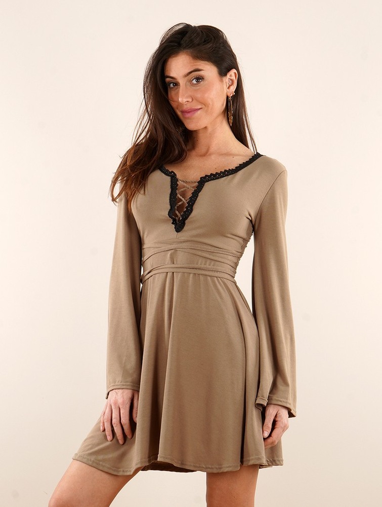 Beige Women Toonzshop Bohemian Dress 