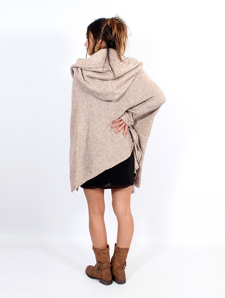 Beige Women Toonzshop Danae Hooded Cape Ponchos | NUJQEKF-72