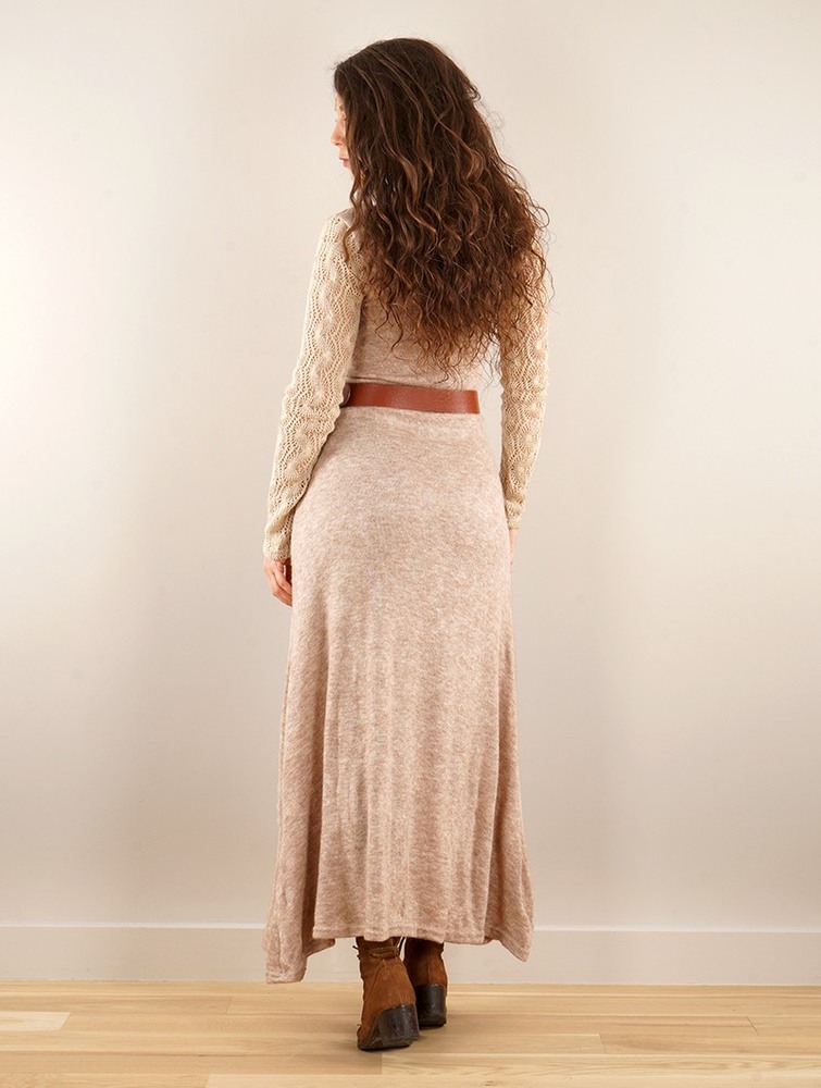 Beige Women Toonzshop Melisandre Crochet Long Sleeve Long Sweater Dress Dress | SQIWGUJ-20