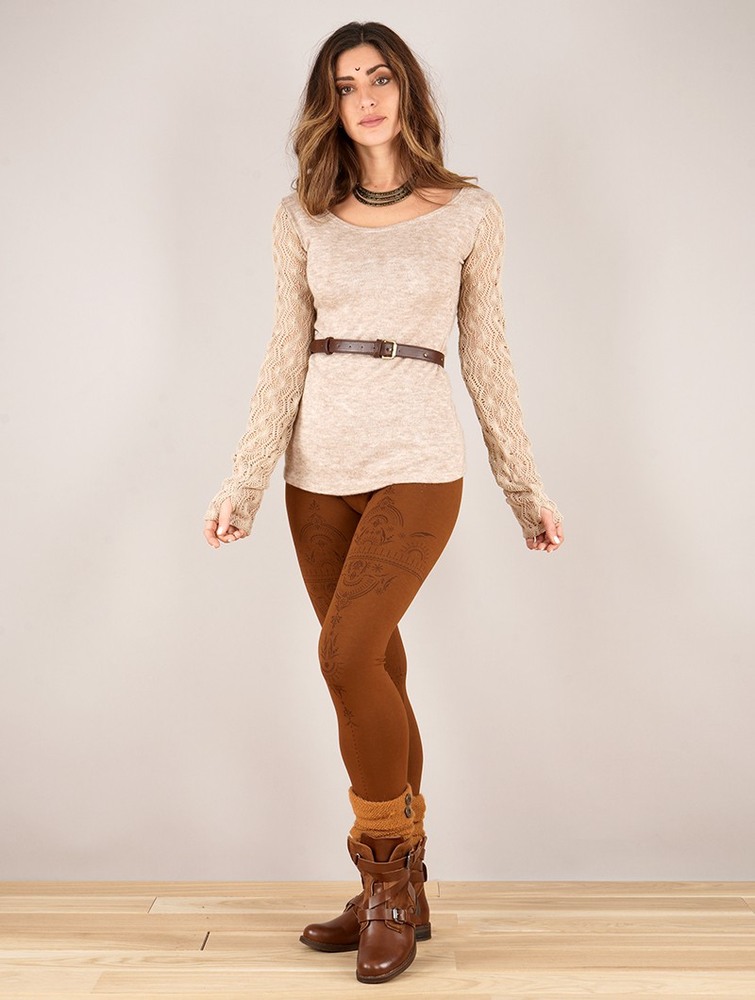 Beige Women Toonzshop Oroshï Crochet Sleeve Sweater Sweater | ZKGSTMI-76