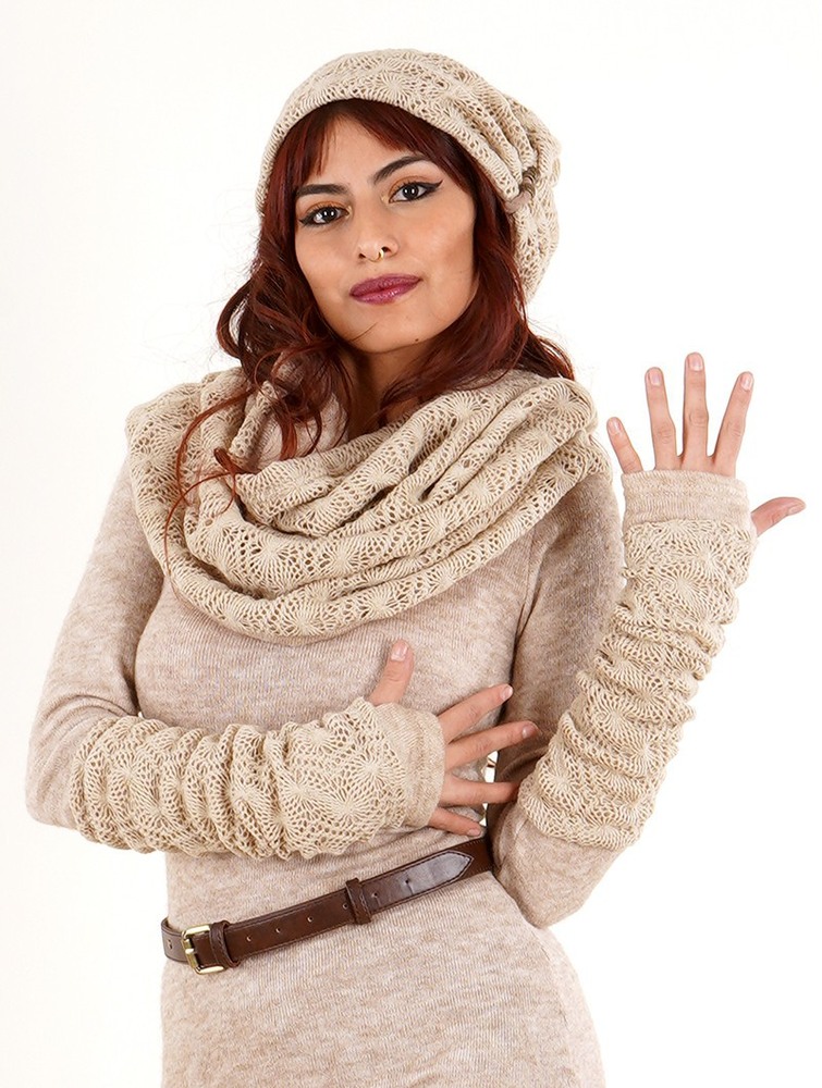 Beige Women Toonzshop Yüm Crochet Arm Warmers Fingerless gloves-legwarmers | TWFMLAI-56