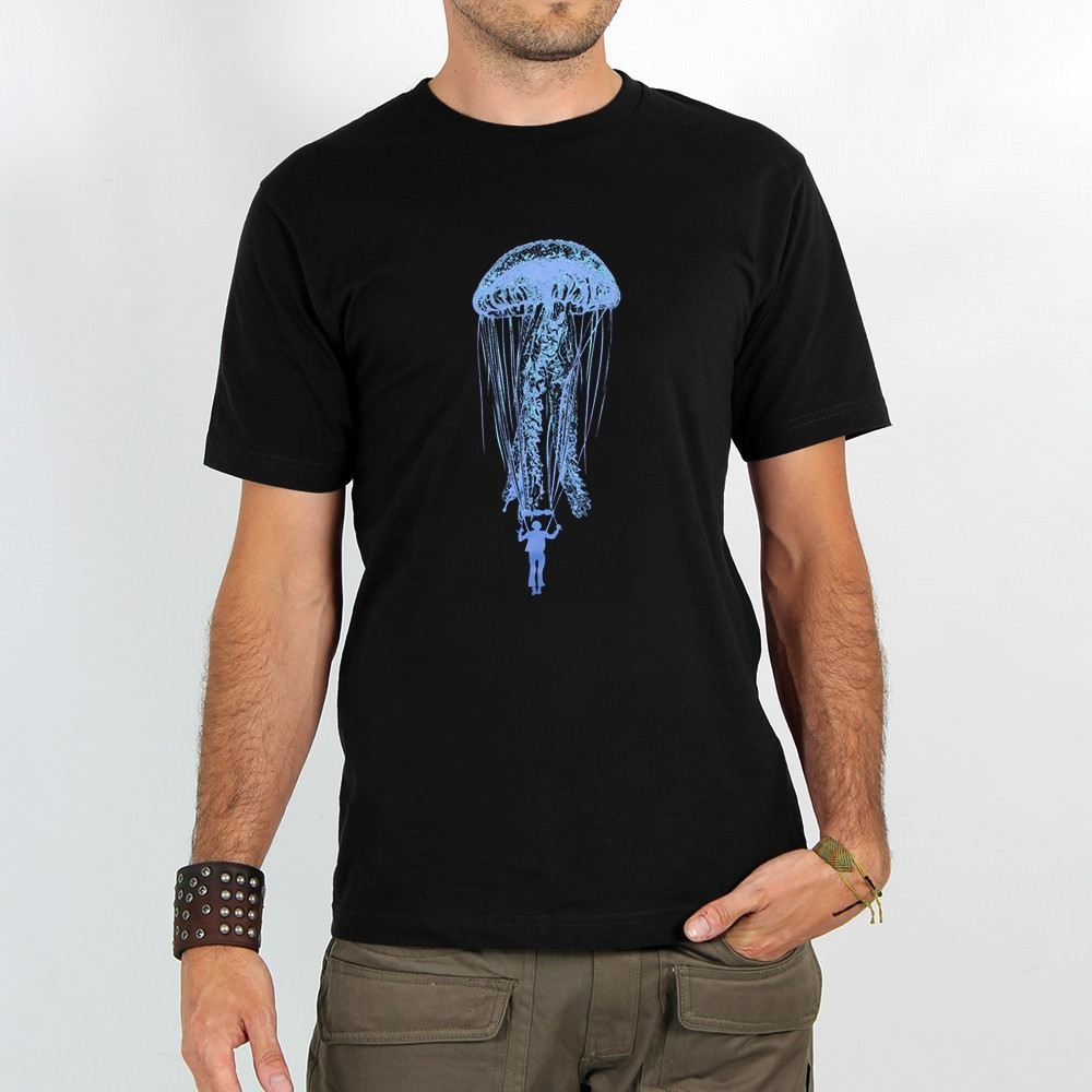 Black Men Toonzshop Medusa Parachute Printed Short Sleeve T-shirt T-Shirt | MJBAOZS-07