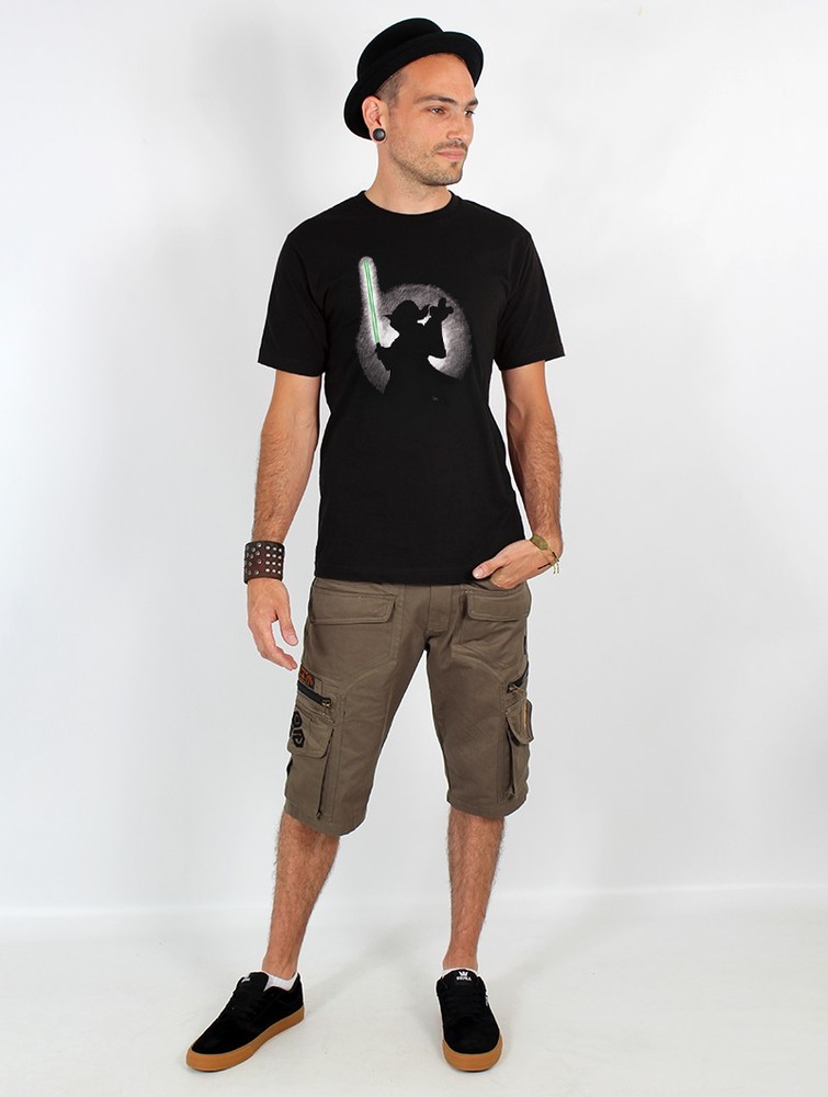 Black Men Toonzshop Yoda Shadow Printed Short Sleeve T-shirt T-Shirt | BYKNDVH-94