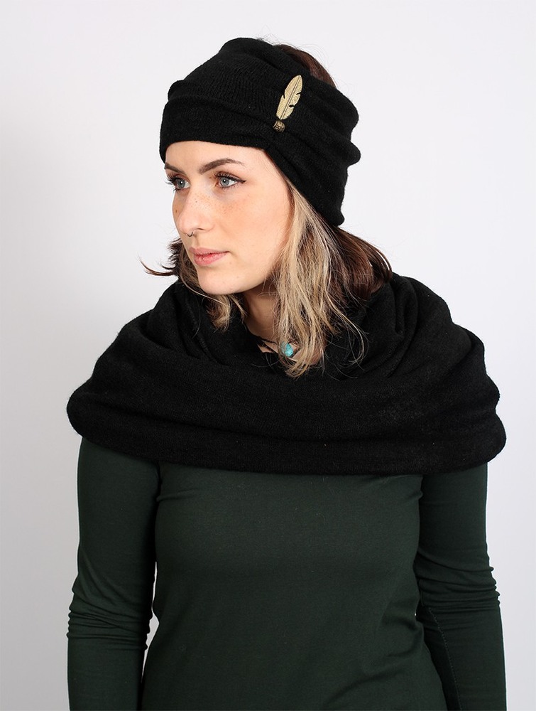 Black Women Toonzshop Aikköoz Feathered Headband Hats | FZDAITB-95