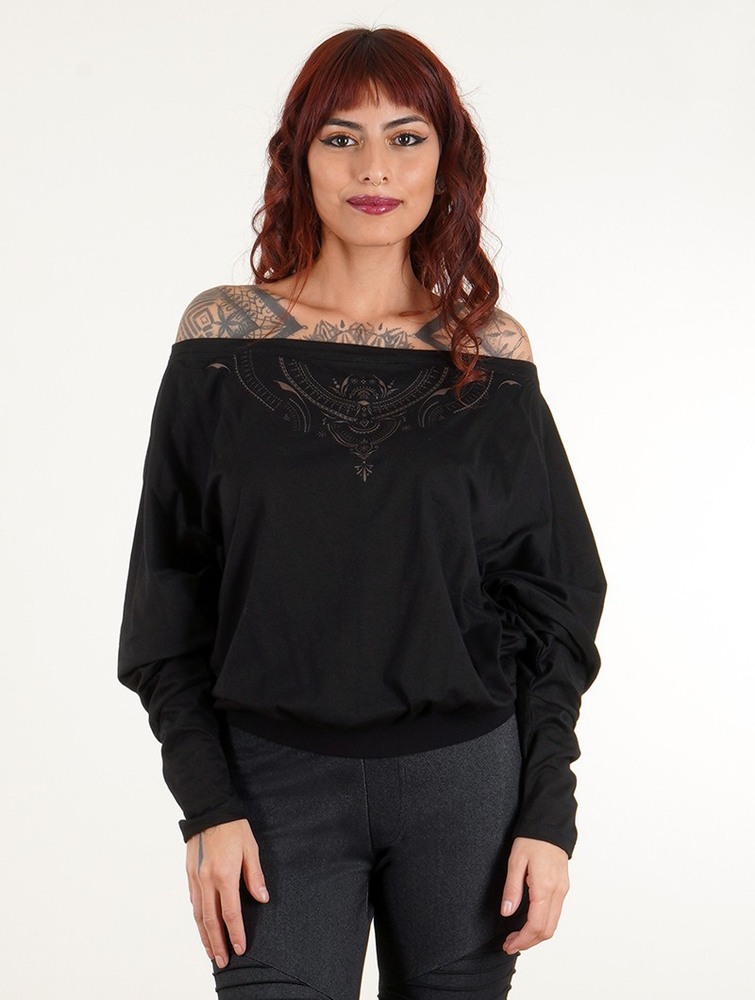 Black Women Toonzshop Aliyan Zohraa Batwing Sleeves Top Tops | JOCYRDM-81