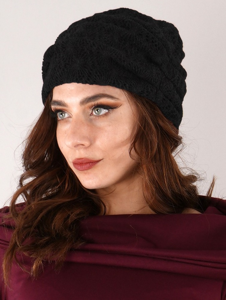 Black Women Toonzshop Aslan Pleated Crochet Beanie Beanie | FHSLOCX-94