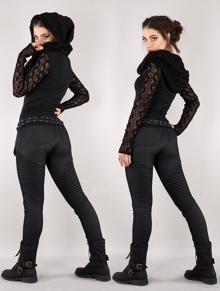 Black Women Toonzshop Atmäa Crochet Long Sleeve Top Tops | IBQPHVL-53