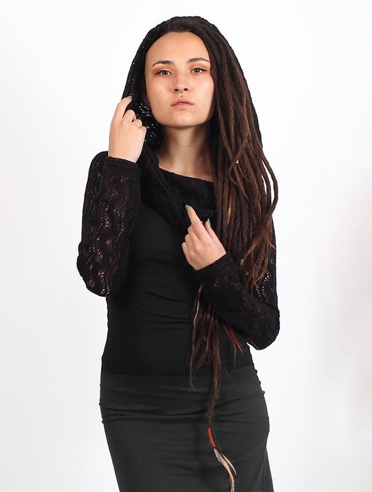 Black Women Toonzshop Atmäa Crochet Long Sleeve Top Tops | IBQPHVL-53