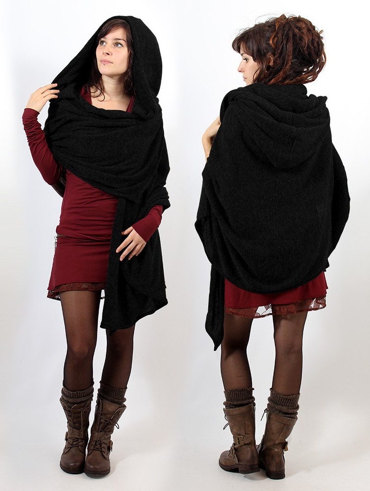 Black Women Toonzshop Danae Hooded Cape Ponchos | ERLXBDK-09