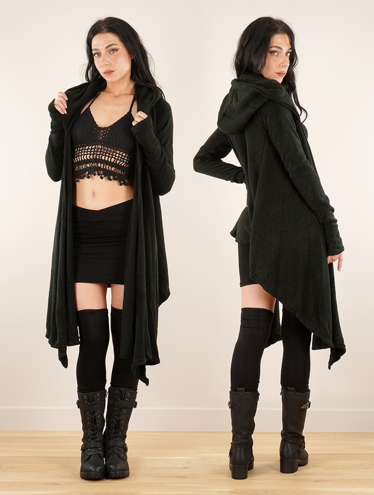 Black Women Toonzshop Danaeriz Long Sleeve Hooded Shawl Cardigan Cardigan | IVNTEXM-14