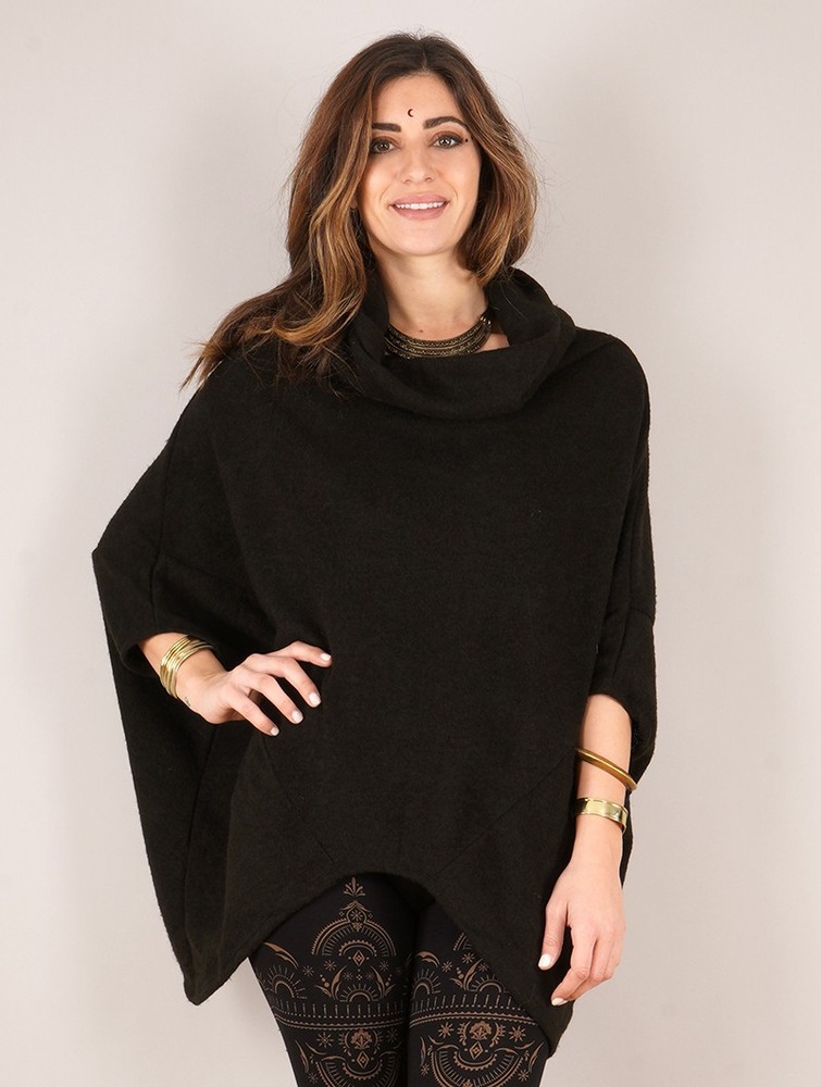 Black Women Toonzshop Doomi Poncho Ponchos | ZEYLPBK-42