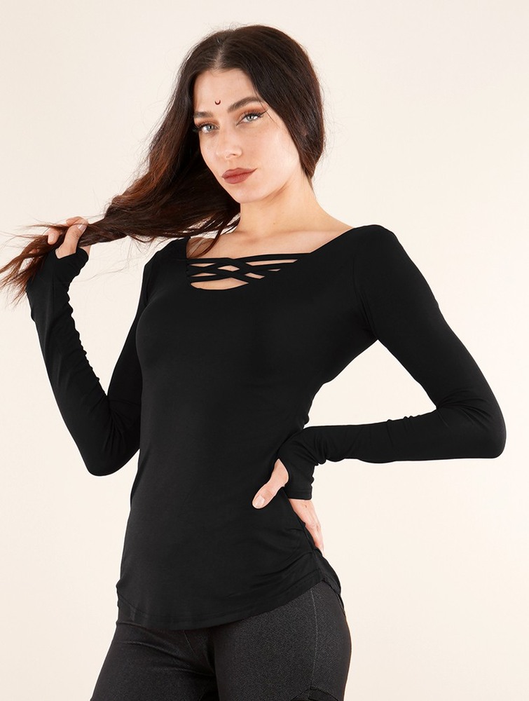 Black Women Toonzshop Layläa Long Sleeve Reversible Top Tops | BMROTEL-89