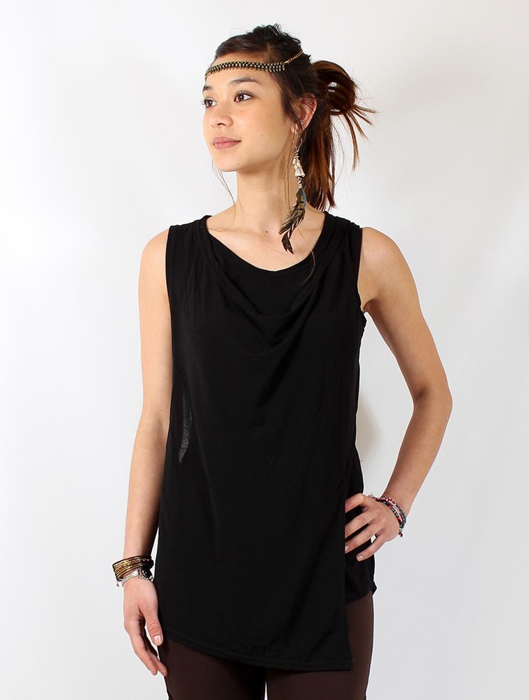 Black Women Toonzshop Leigha Loose Sleeveless Top Tops | EYHXGNF-46