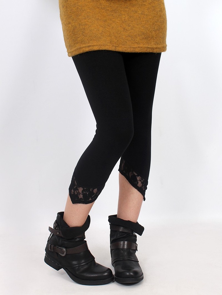 Black Women Toonzshop Lï-kaz Short Pointy Leggings With Lace Leggings | DKJRETC-51