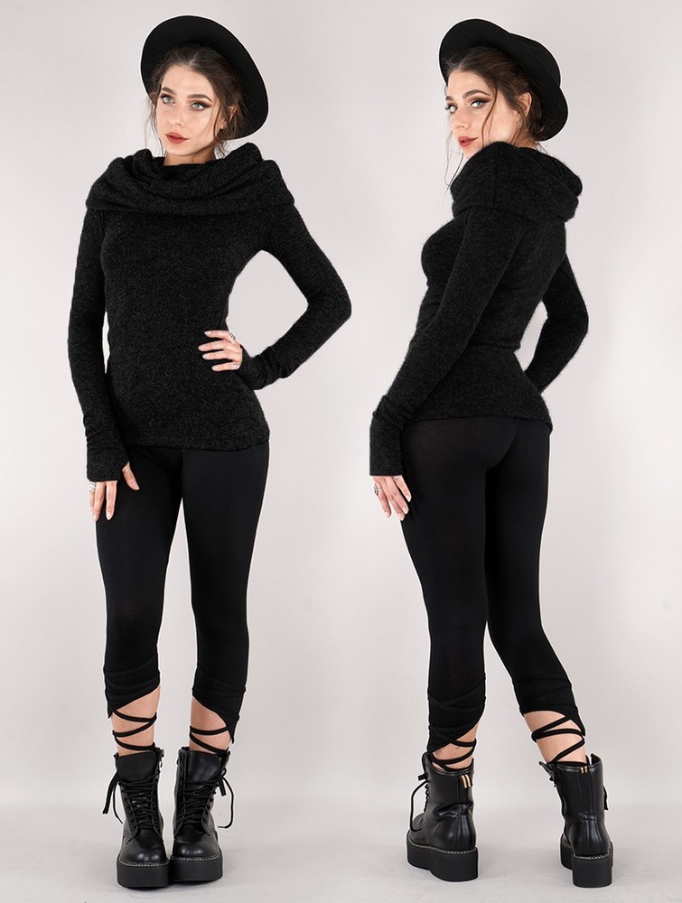 Black Women Toonzshop Mantra Big Collar Sweater Sweater | NSPJOKC-70