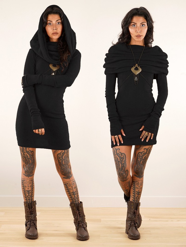 Black Women Toonzshop Mantra Sweater Dress Dress | HDEOCYP-86