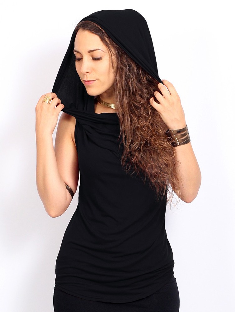 Black Women Toonzshop Nephilim Cowl Neck Sleeveless Top Tops | OKMSDLR-39