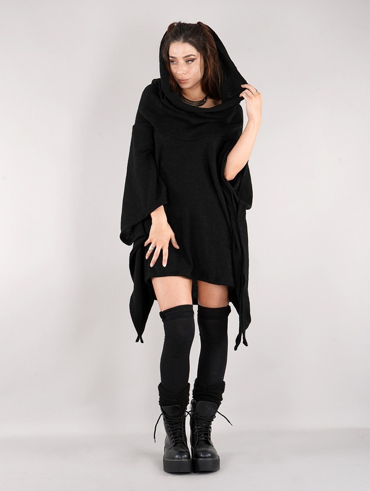 Black Women Toonzshop Nethmi Hooded Long Sweater Sweater | GIZMADO-13