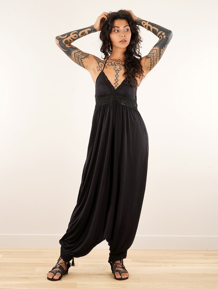 Black Women Toonzshop Nolofinwe Strappy Bare Back Long Dress And Harem Pant Overalls Dress | XCYNBMP-98