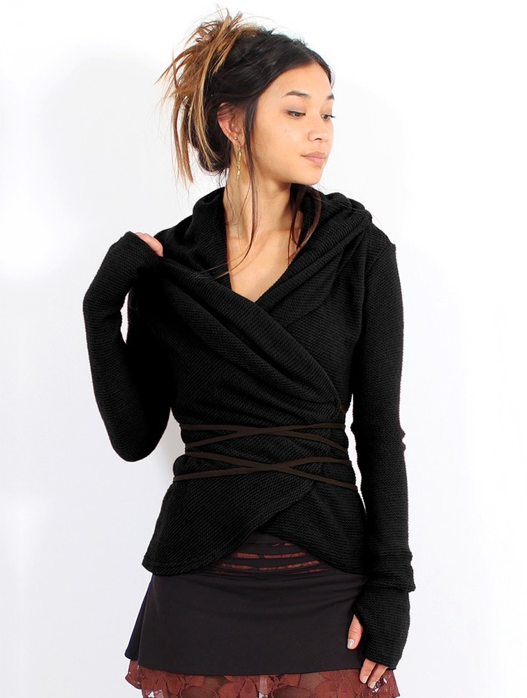 Black Women Toonzshop Plume Wrap Over Cardigan Cardigan | TJVHFLS-32