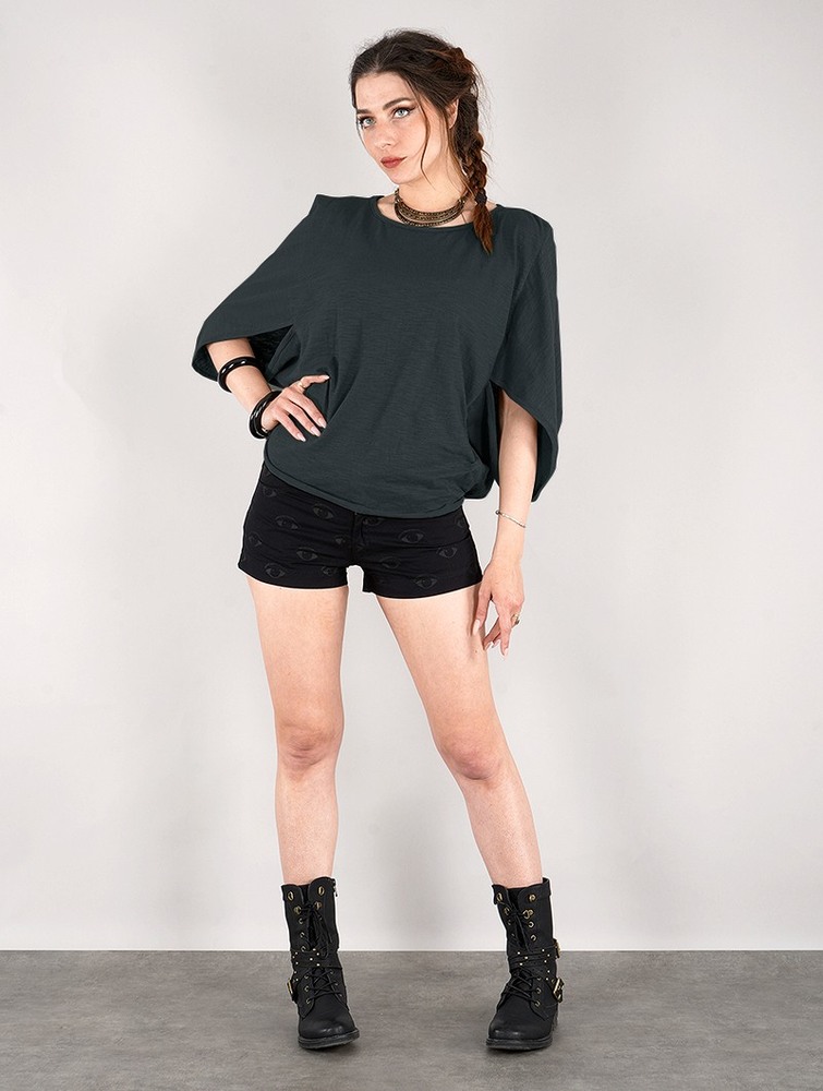 Black Women Toonzshop Wala Batwing Sleeve Oversize Top Tops | ASCBFVP-85