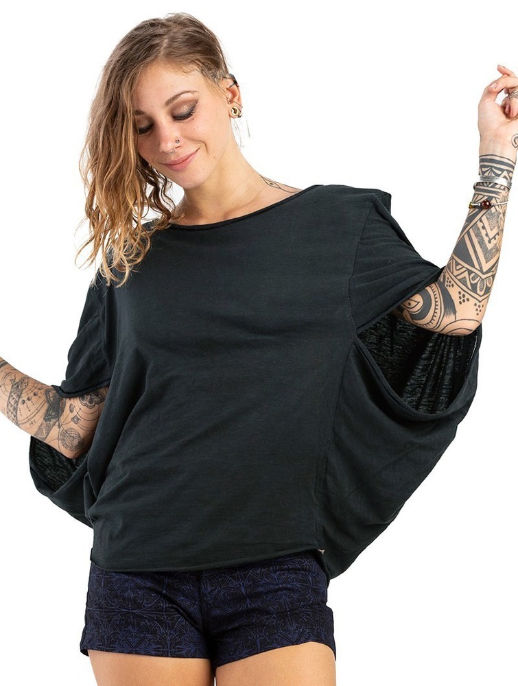 Black Women Toonzshop Wala Batwing Sleeve Oversize Top Tops | ASCBFVP-85