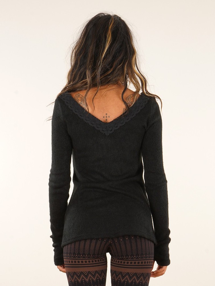 Black Women Toonzshop Ysälys Reversible Crochet-neck Sweater Sweater | BHVALNP-28